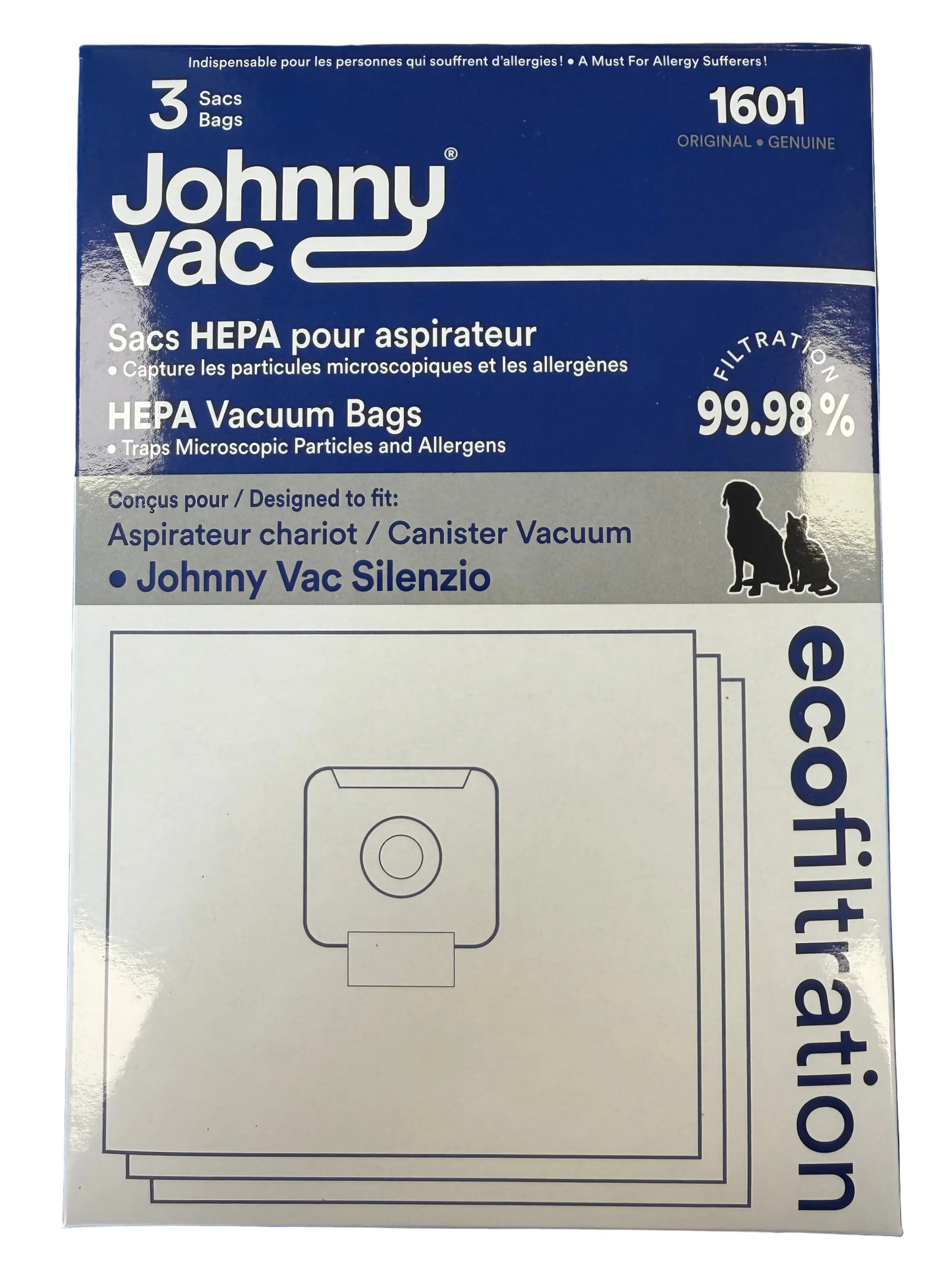 Sacs microfiltre HEPA 1601 - Paquet de 3