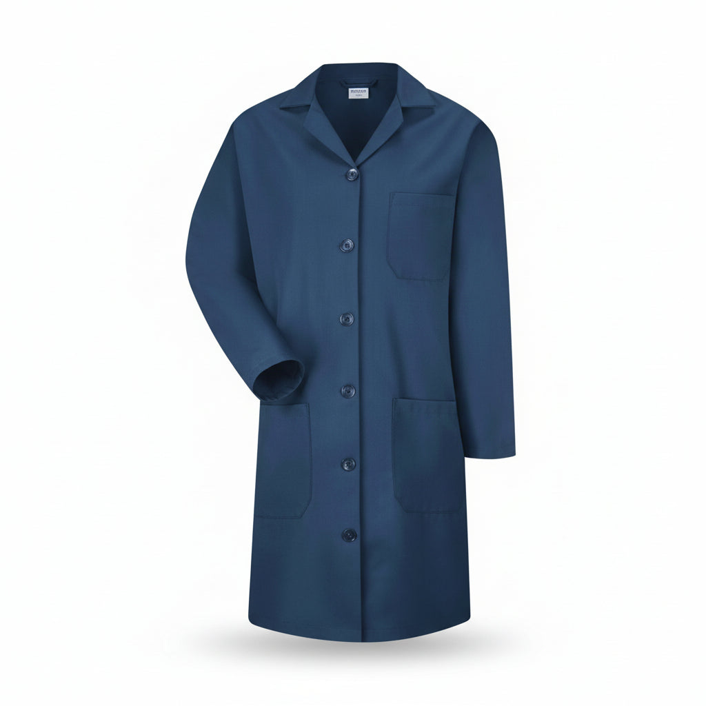 Sarrau bleu pour femme avec bouton plastique