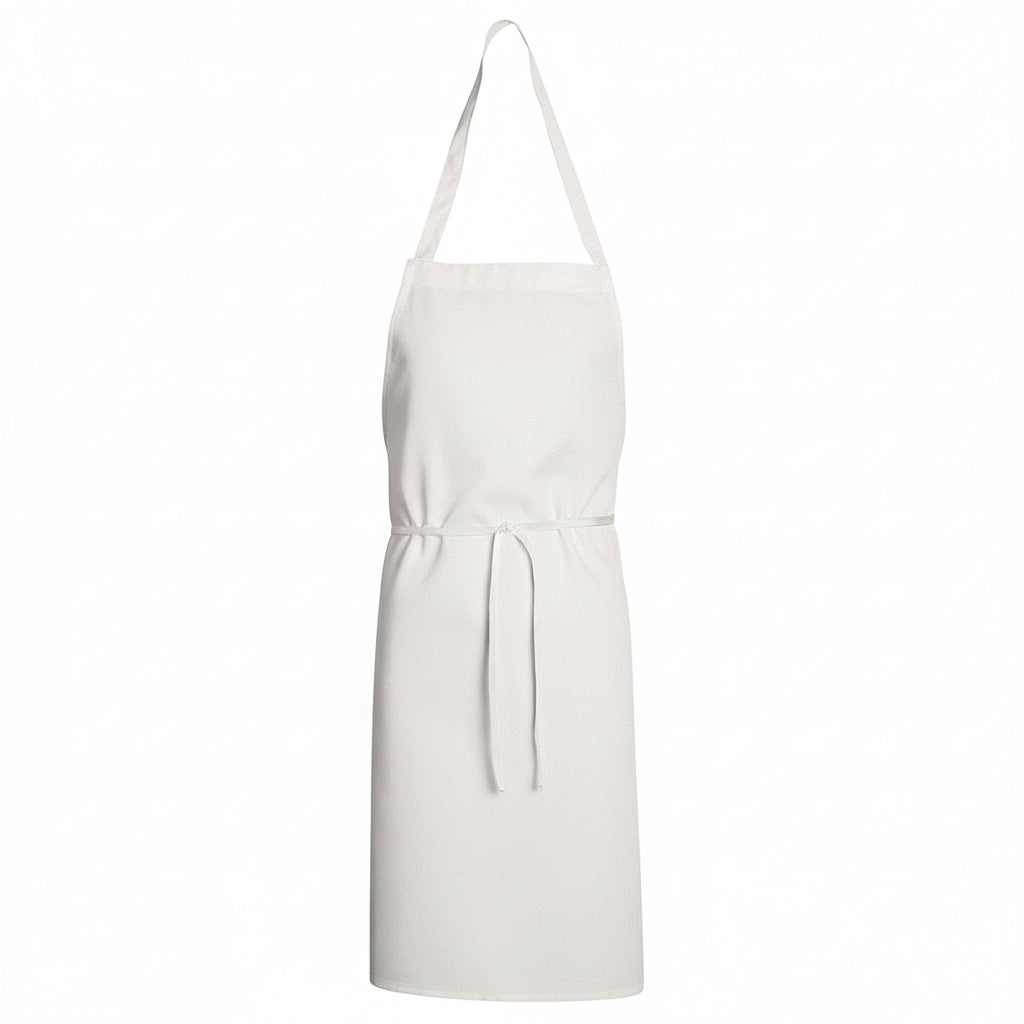 Red bib apron without pockets, 100% polyester
