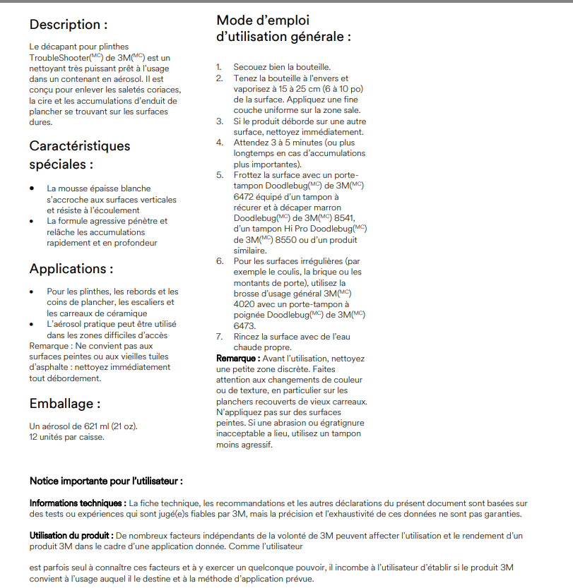 Décapant en aérosol pour plinthes