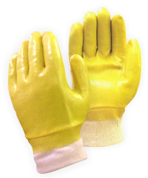 Gants enduit de pvc jaune avec doublure interlock