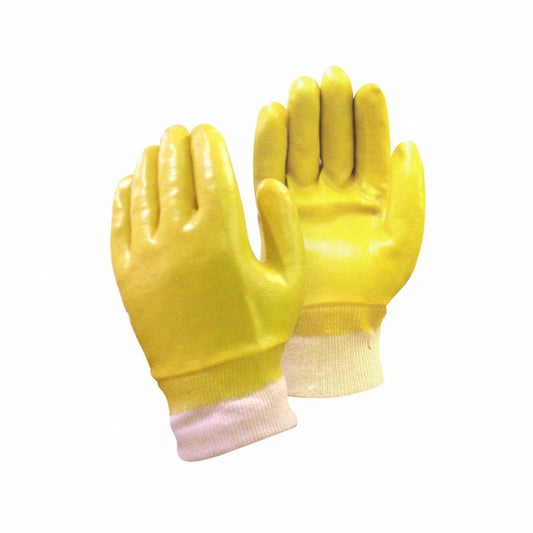 Gants enduit de pvc jaune avec doublure interlock