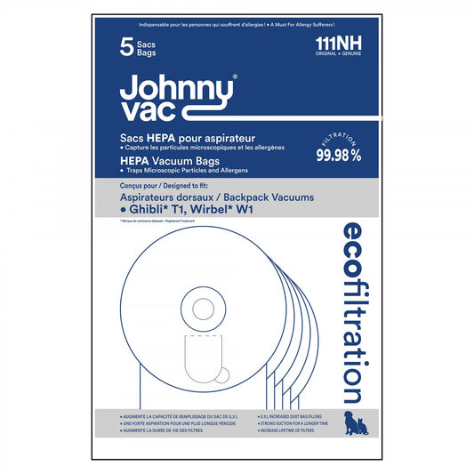 Sacs microfiltre HEPA rond 111NH – Paquet de 5