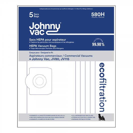 Sacs microfiltre HEPA 580H – Paquet de 5