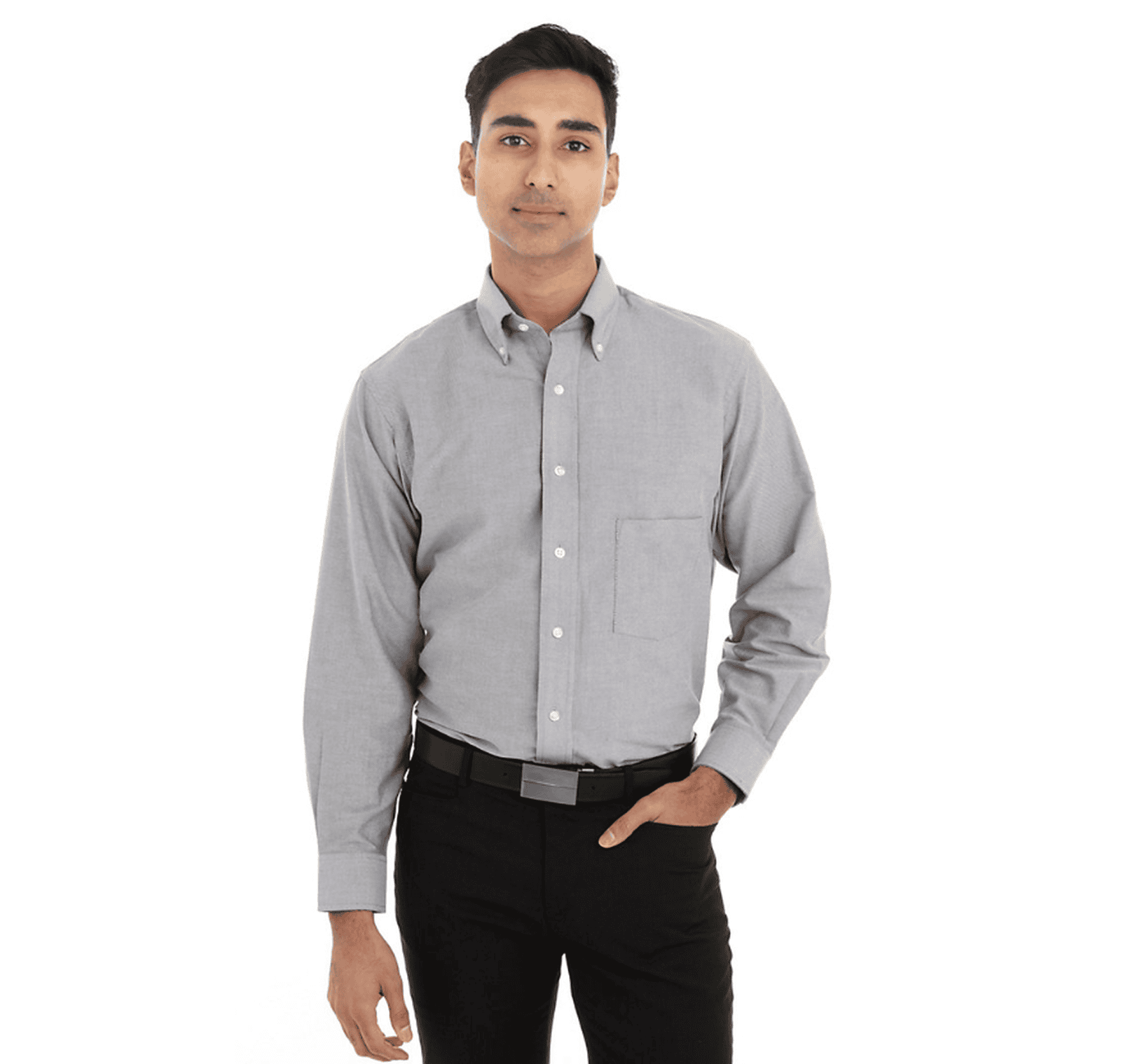 Chemise grise pour homme à manches longues
