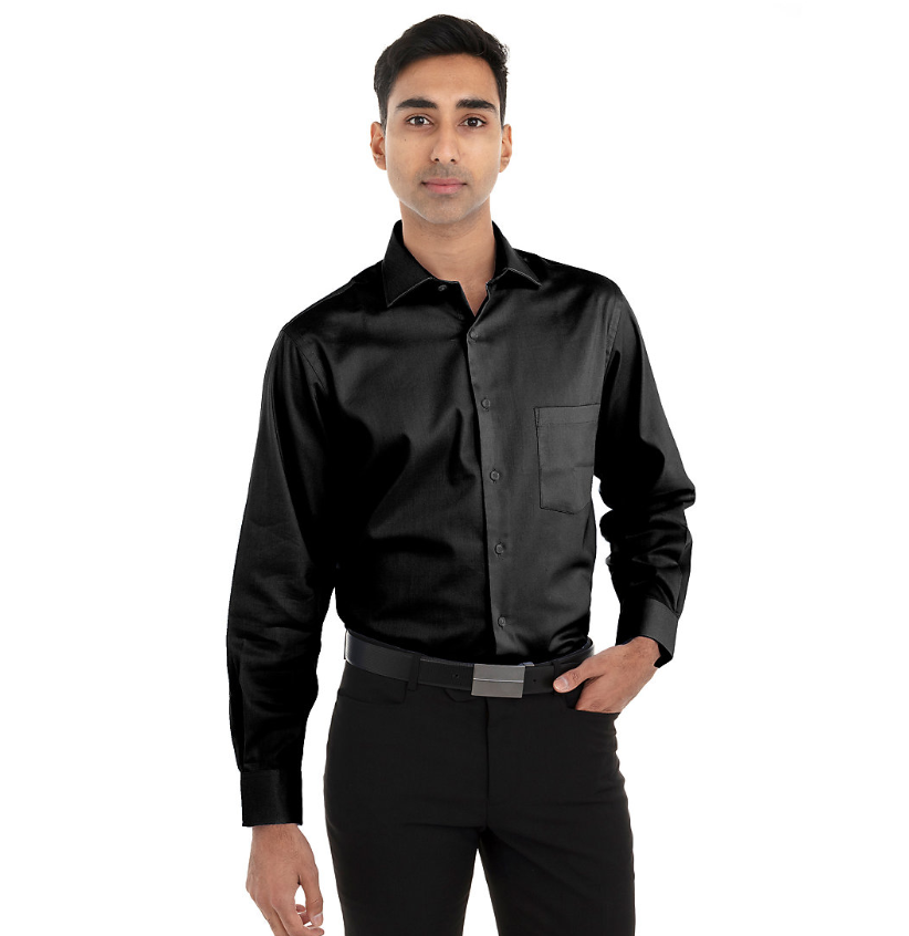 Chemise noire pour homme à manches longues