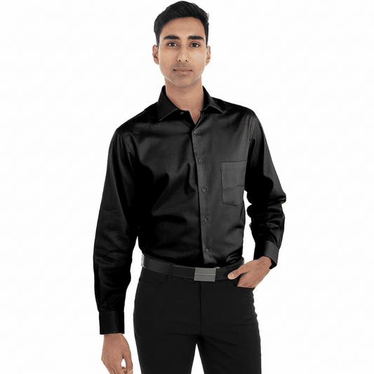 Chemise noire pour homme à manches longues