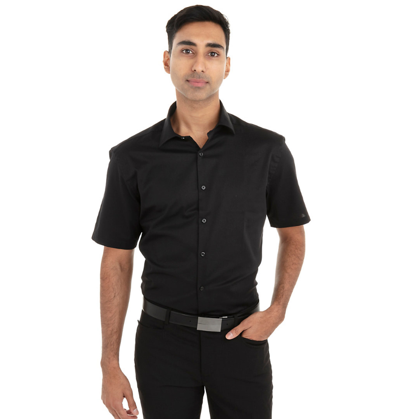 Chemise noire pour homme manches courtes