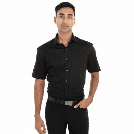 Chemise noire pour homme manches courtes
