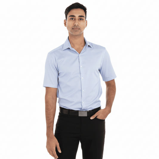 Chemise bleu pastel pour homme à manches courtes