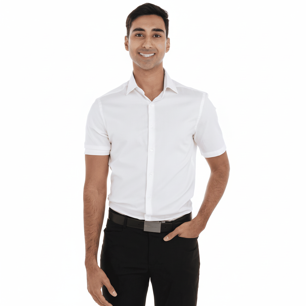 Chemise blanche pour homme à manches courtes