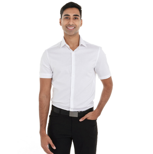 Chemise blanche pour homme à manches courtes
