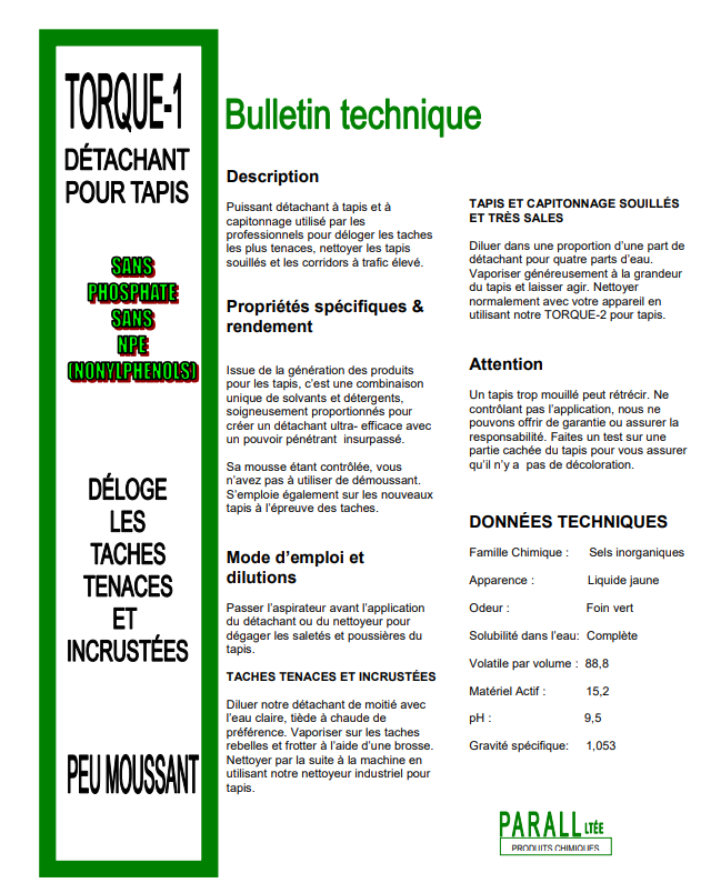 Détachant à tapis Torque-1 4 litres