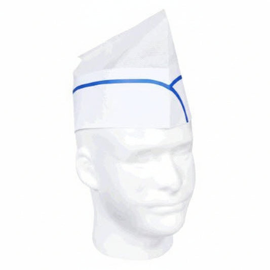 Chapeau chef blanc avec ligne bleue