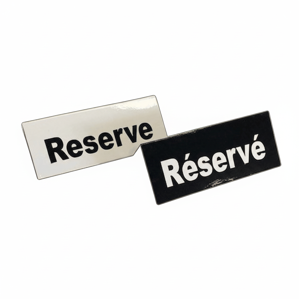 Affiche « RÉSERVÉ » – table de restaurant recto-verso – Ivcom Inc