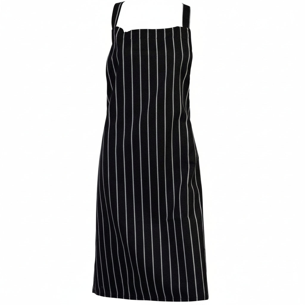 Tablier bavette rayé noir et blanc