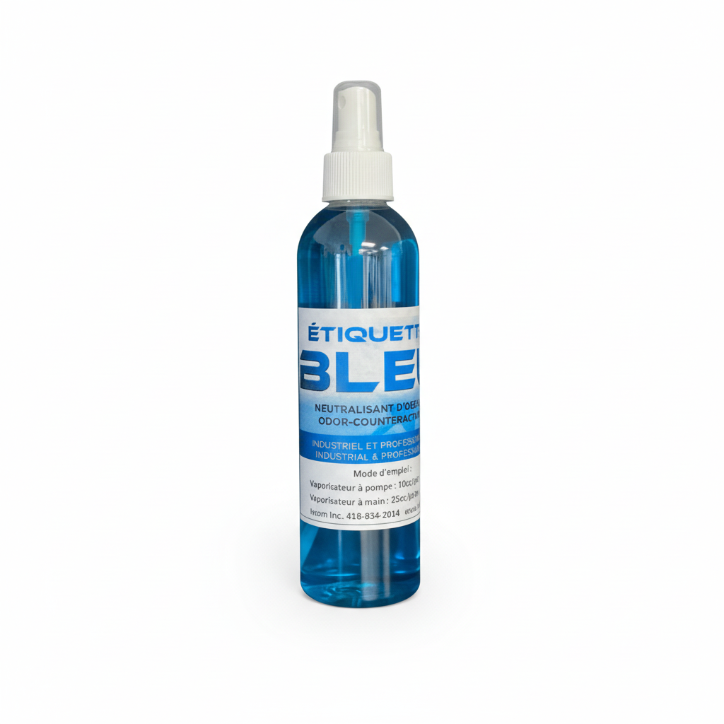 Étiquette bleu 250 ml.
