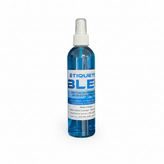 Étiquette bleu 250 ml.