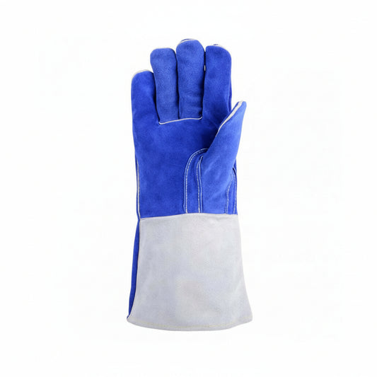 gants soudeur cuir fendu bleu