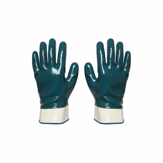 Gants de coton trempé en nitrile bleu