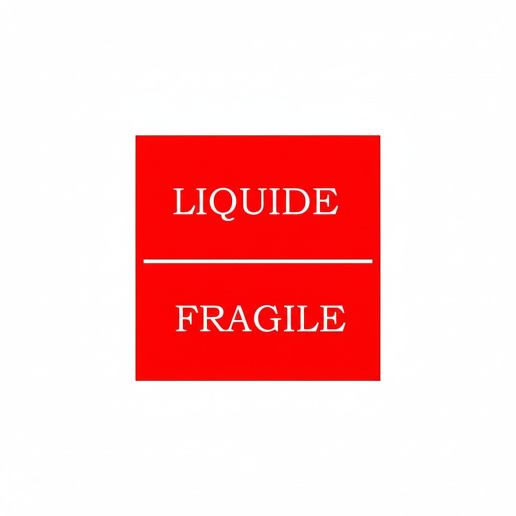 Étiquette fragile mention liquide
