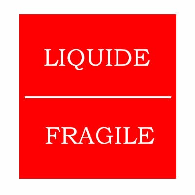 Étiquette fragile mention liquide