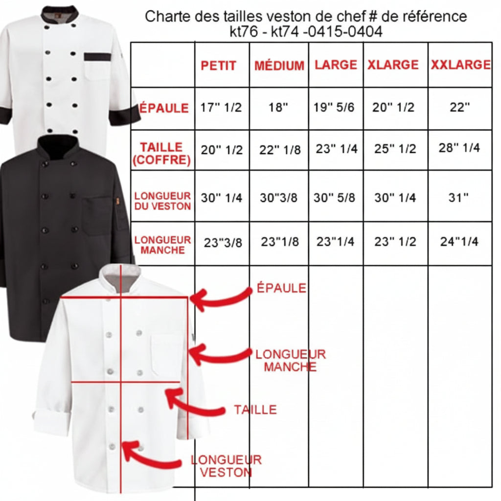 VESTON CHEF MANCHE 1/2   POLY/35%COTTON