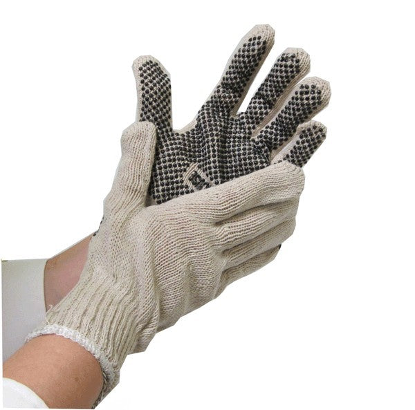 Gants en coton avec points de PVC noirs 1 douzaine