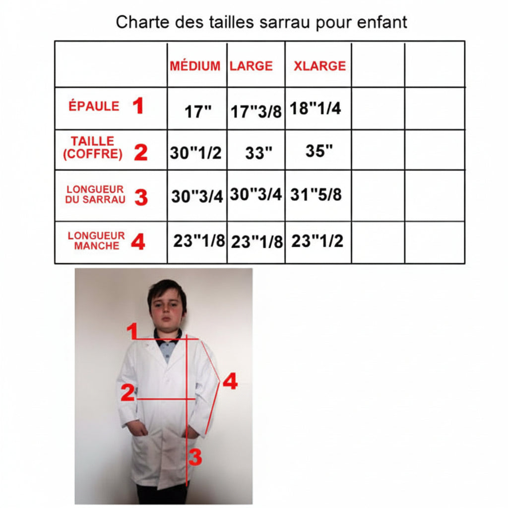 Sarrau blanc de laboratoire pour enfant junior