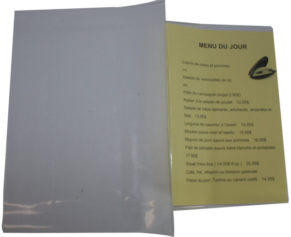 Insertion en vinyle pour menu du jour
