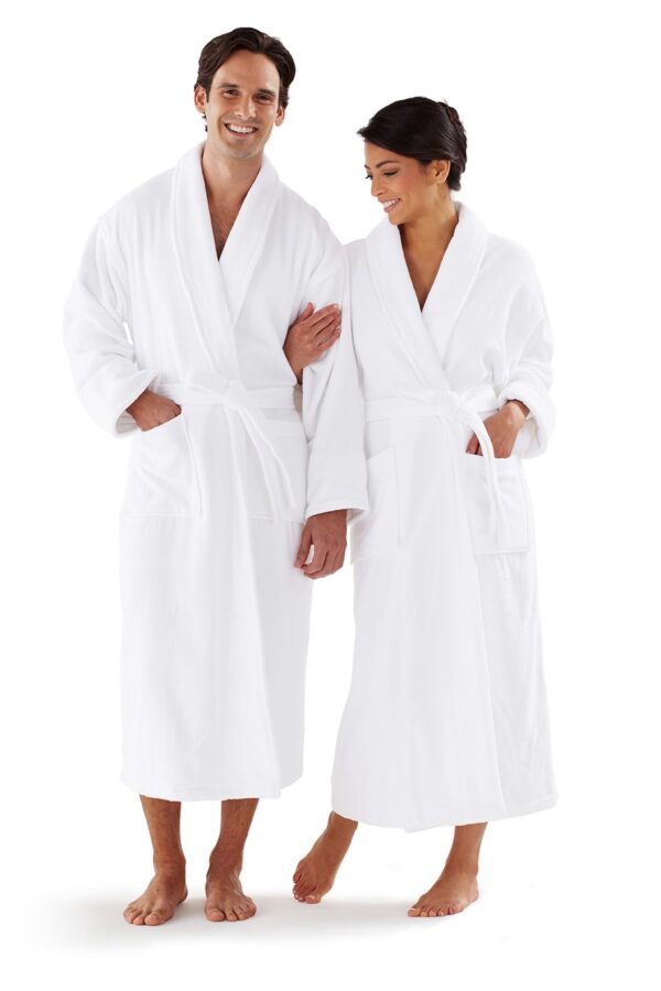 Peignoir robe de chambre blanche de velours 100% coton