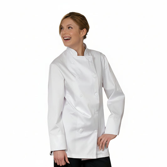 Veste de chef blanche manches longues