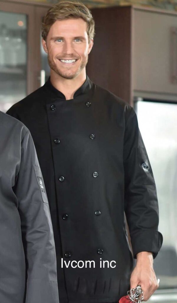 Veste de chef noire à manches longues