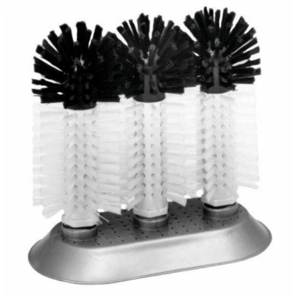 Brosse de nettoyage triple pour verres
