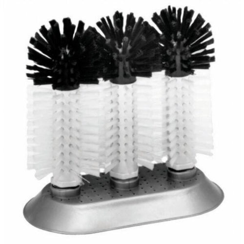 Brosse de nettoyage triple pour verres