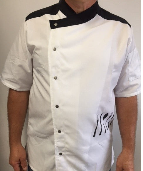 Veste de cuisinier Tuscany blanche et noire