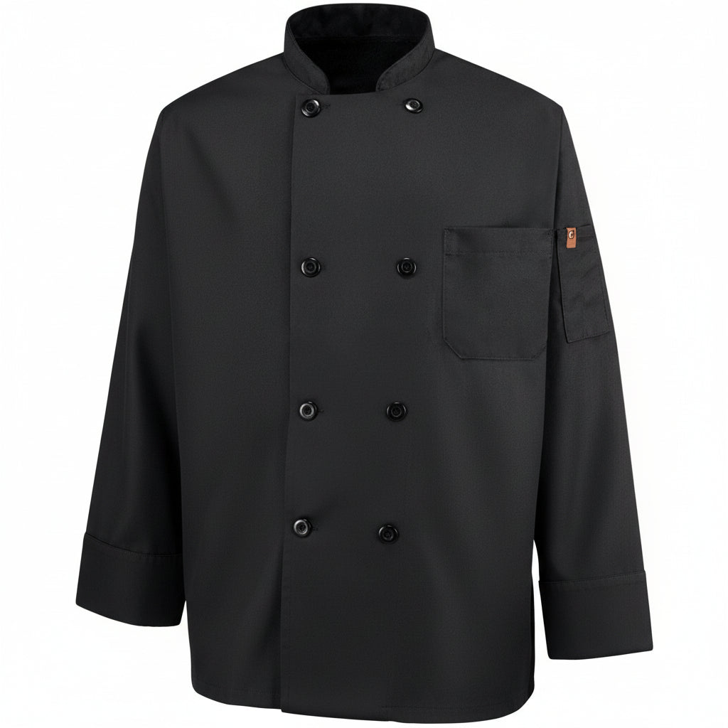 Veston de chef noir manches longues