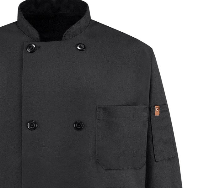 Veston de chef noir manches longues