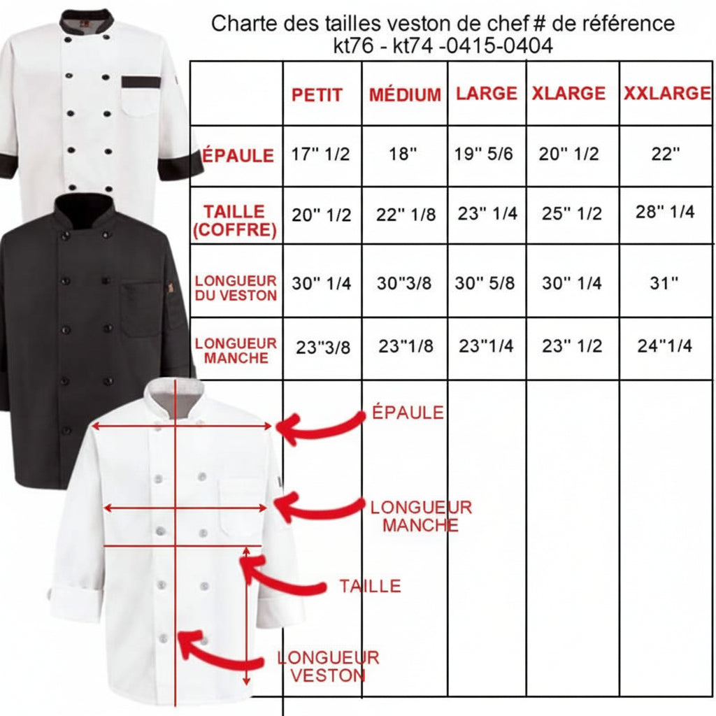 VESTON CHEF MANCHE 1/2   POLY/35%COTTON