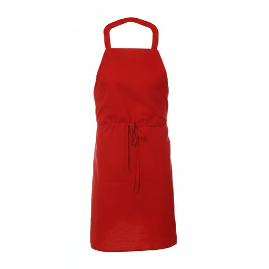 Tablier bavette rouge sans poche