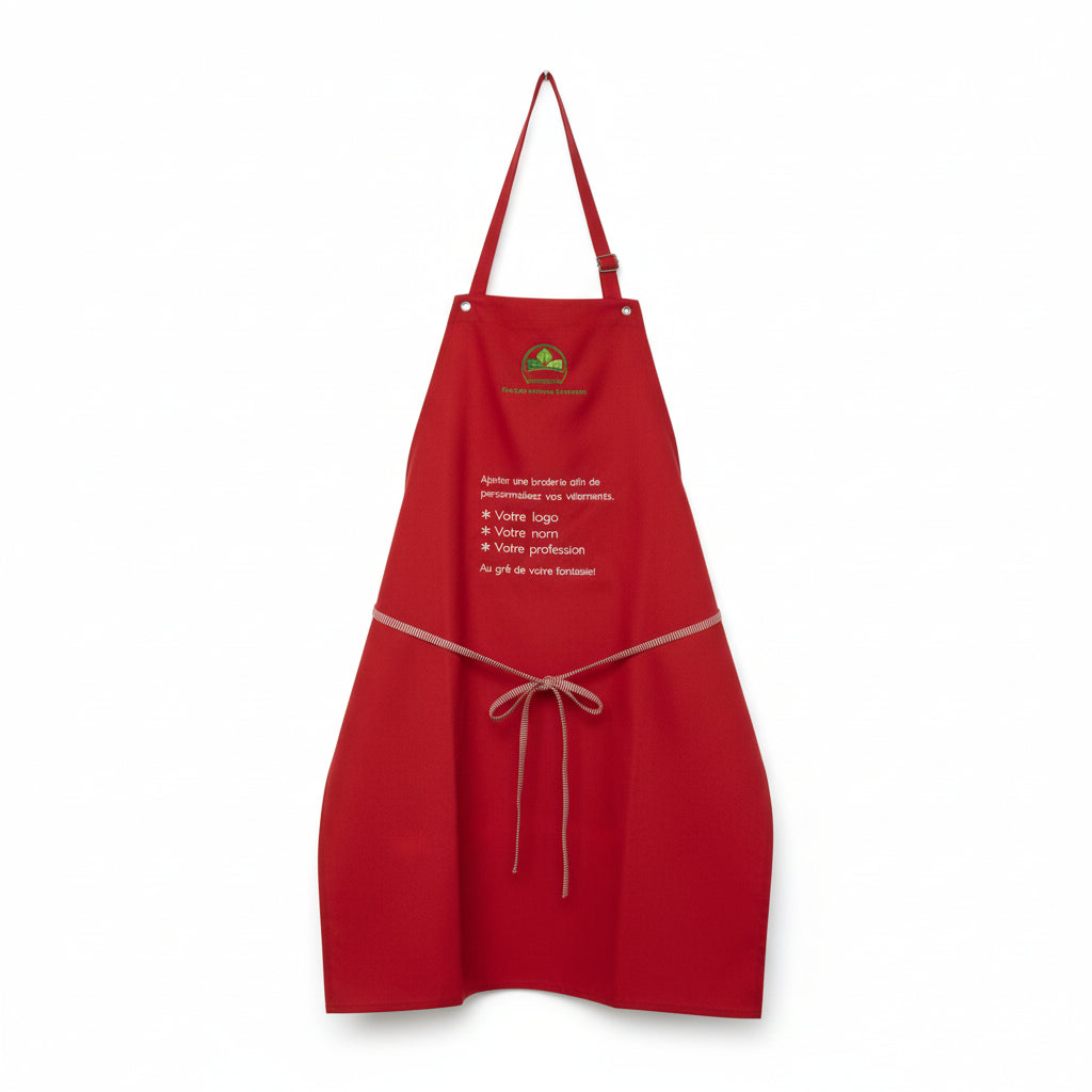 Tablier bavette rouge sans poche 100% poly
