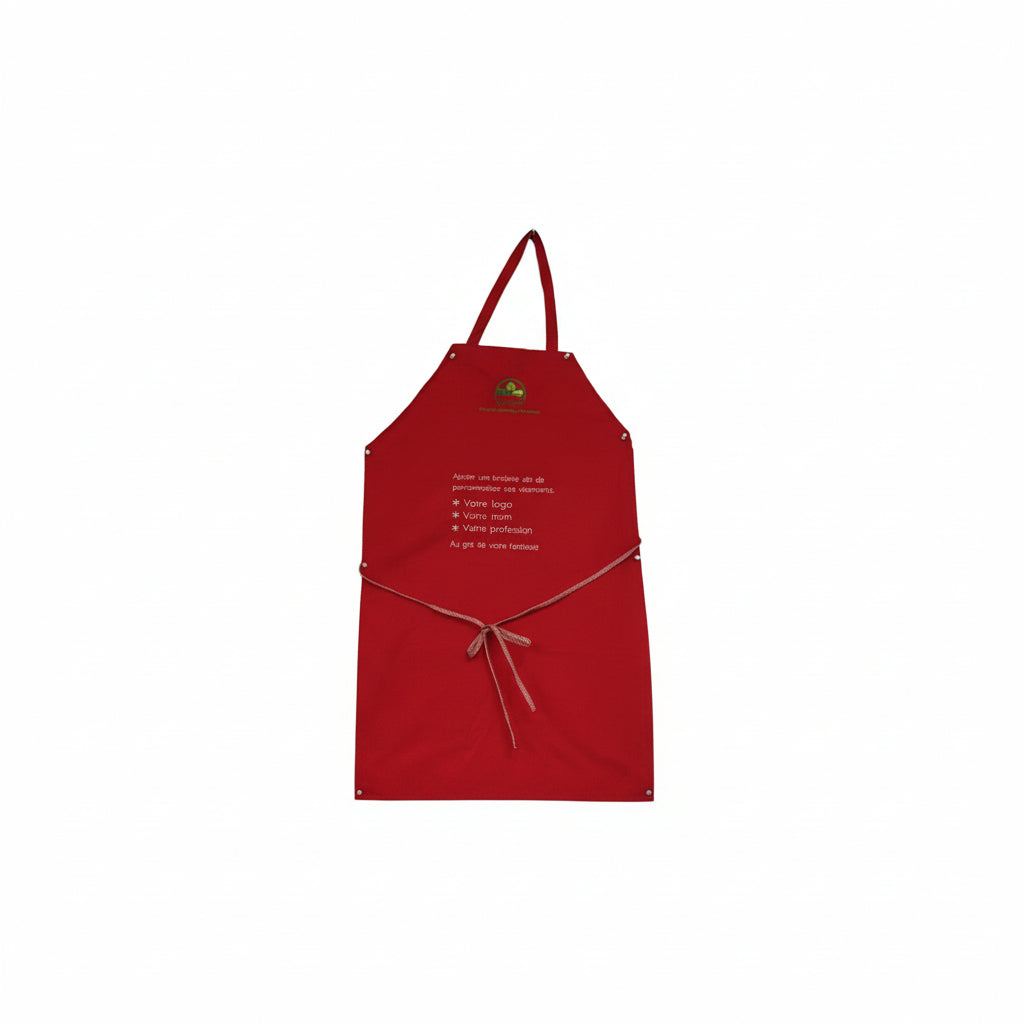 Tablier bavette rouge 3 poches 100% poly
