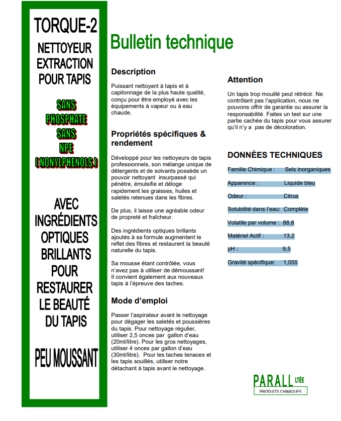 Nettoyant à tapis et capitonnages extraction Torque-2 4 litres