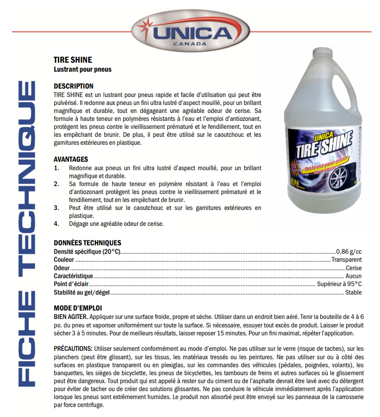 Lustrant à pneus Tire Shine 4 litres