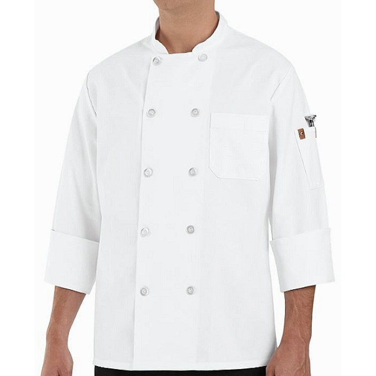 Long-sleeved white chef's jacket