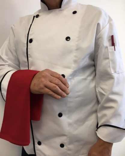 Veste de cuisinier blanc avec bordures noires