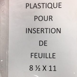 Insertion en plastique pour menu 8-1/2'' x 11''