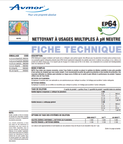Nettoyant à usages multiples à pH neutre biodégradable 1.8 litres EP64
